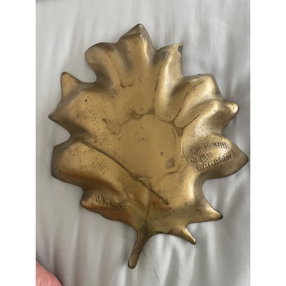 Original By Cambron Vintage Solid Brass 410 Maple Leaf Tray - Picture 9 of 13